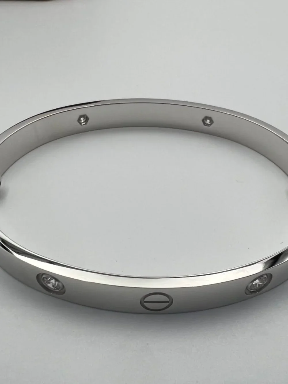 Cartier LOVE Bracelet Classic 4 Diamonds 18K White Gold Size 17